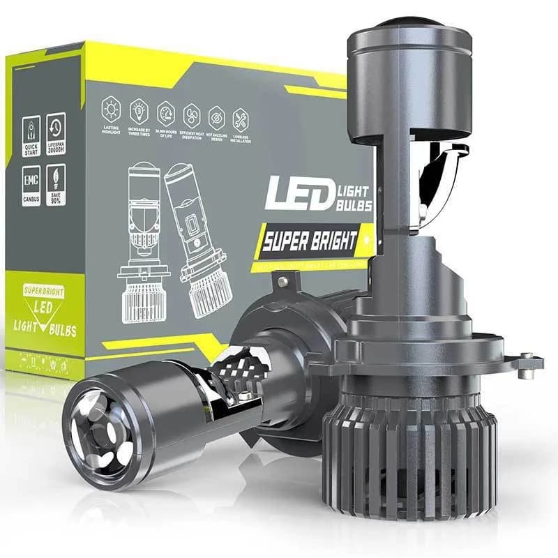 Ampoules de phare LED XTG GT4 H4 avec lentille de projecteur, faisceau Hi/Lo intégré, laser 12V 24V,