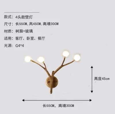 Lustre LED Vintage en Résine avec Branches d'Arbre, Lampe Suspendue pour Salle à Manger