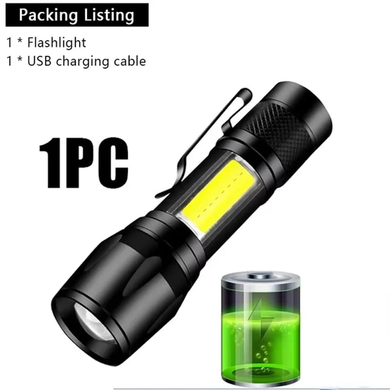Lampe de poche LED haute puissance, batterie intégrée, Rechargeable, avec stylo, torche à Clip, lant