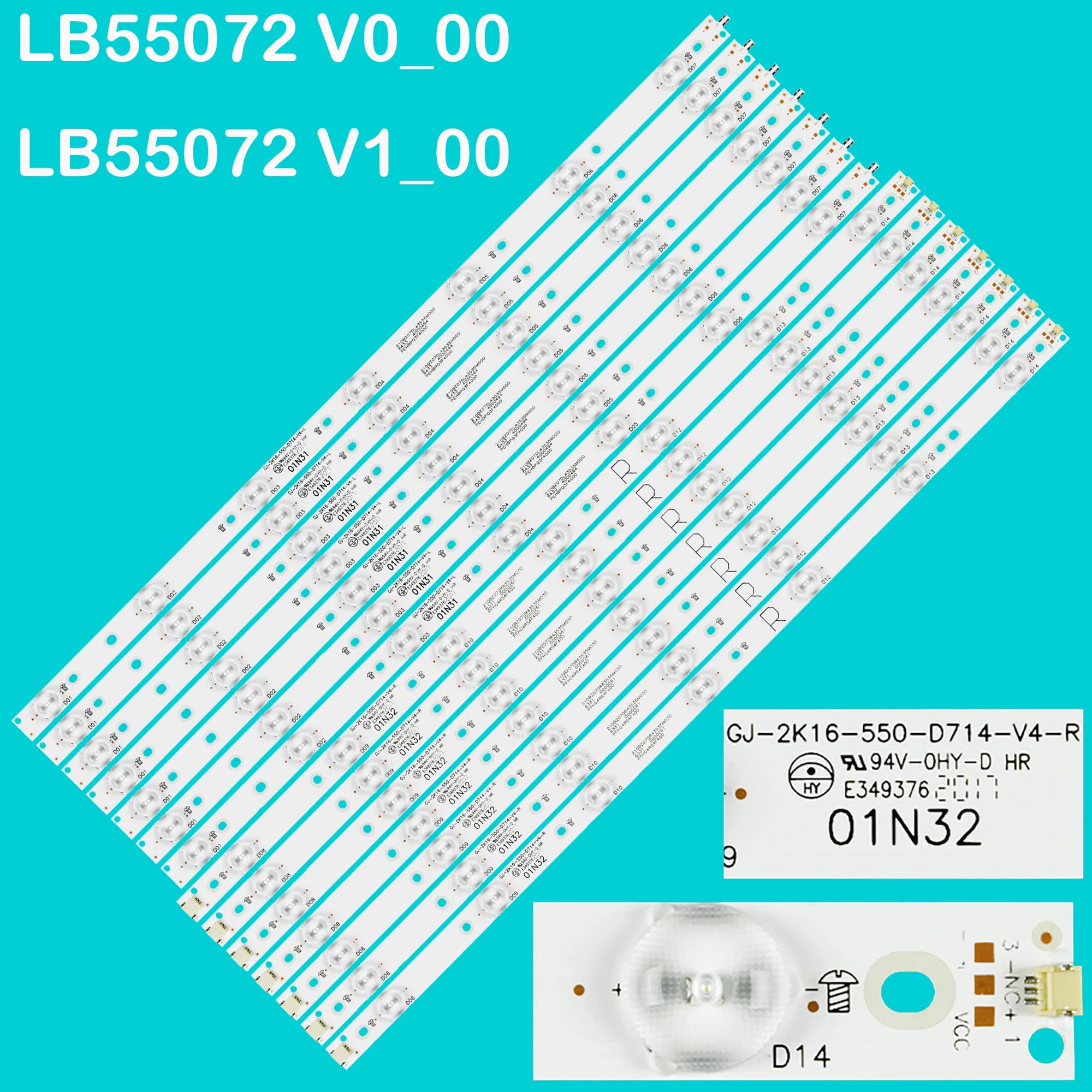 Bande de rétroéclairage LED pour TV, LBcape 72, 55PFF5701, 55PUS6501, 55PUS6561, 55PUS6581, 55PUS610