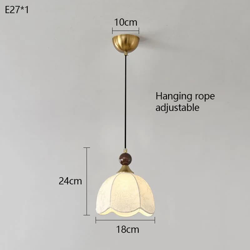 Petit lustre de chevet de chambre à coucher médiévale française, Style rétro wabi-sabi, tissu en boi