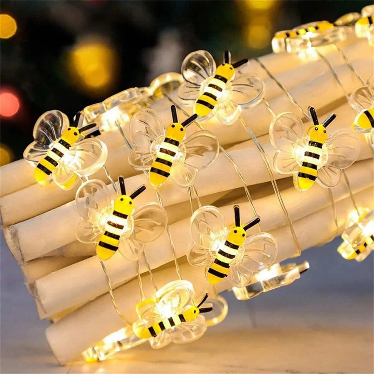 Guirlande lumineuse à fleurs d'abeille à piles, pour chambre à coucher, plantes, Patios, fête, maria