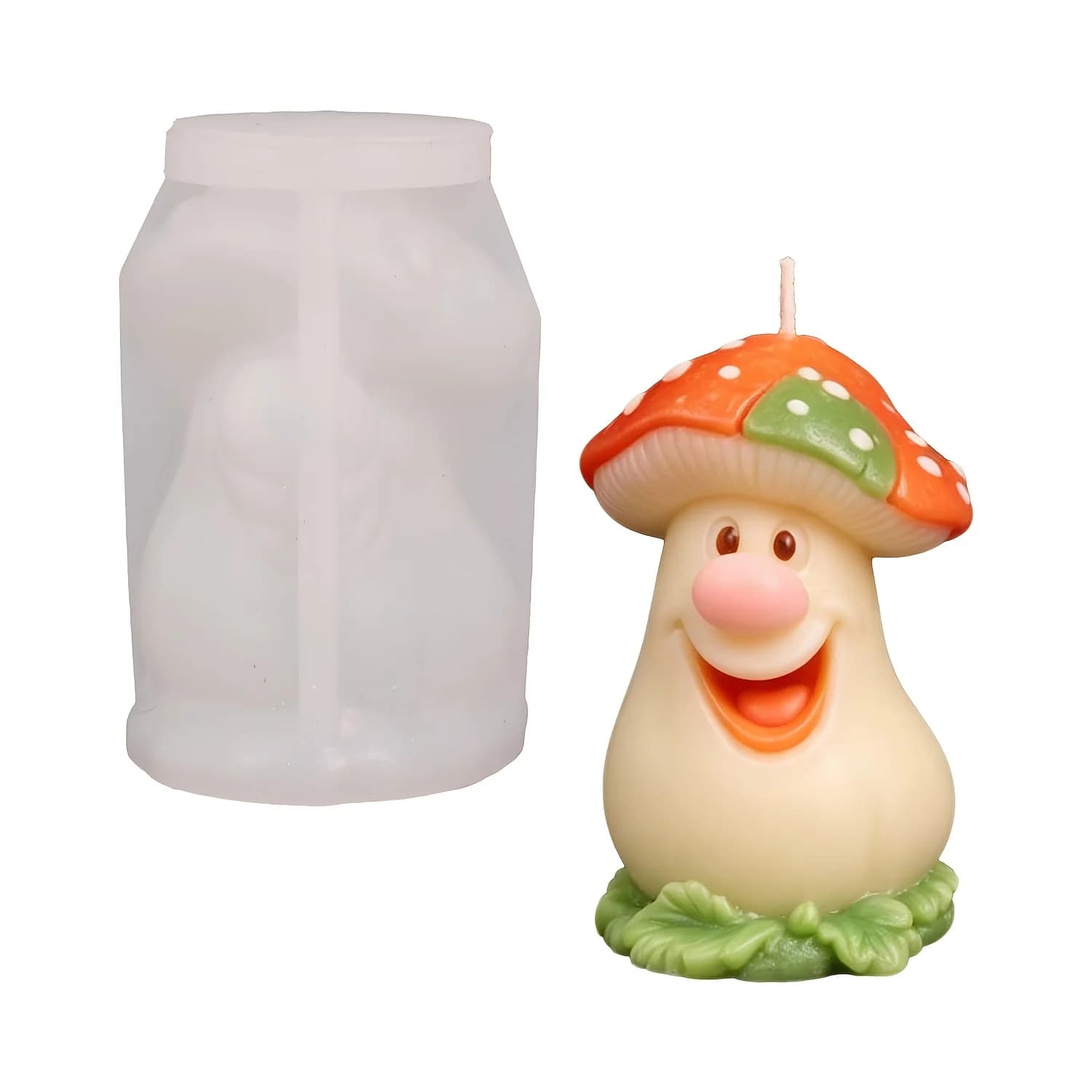 1 moule en silicone en forme de champignon souriant pour la fabrication de bougies parfumées, avec u