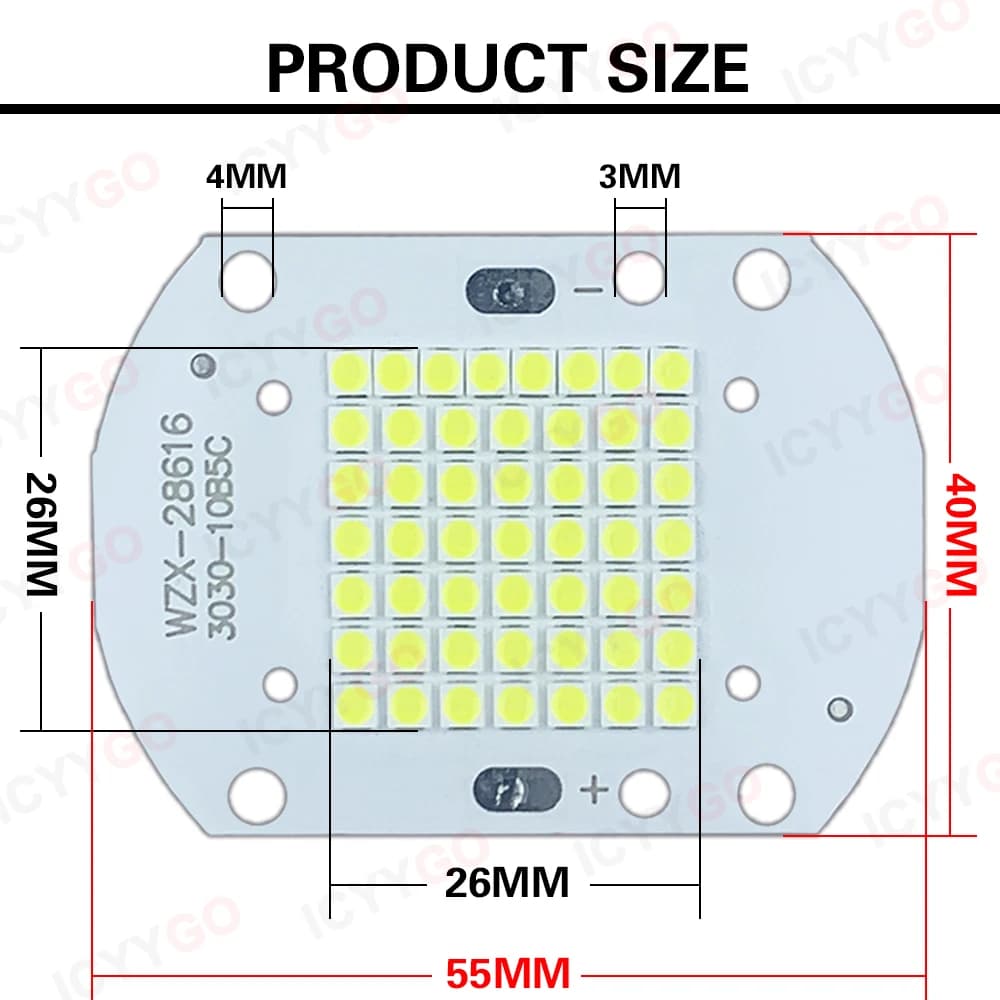 Projecteur LED 50W SMD3030 DC30-32V 15-180V 1350mA, lumière LED PCB, panneau de Source de lumière in