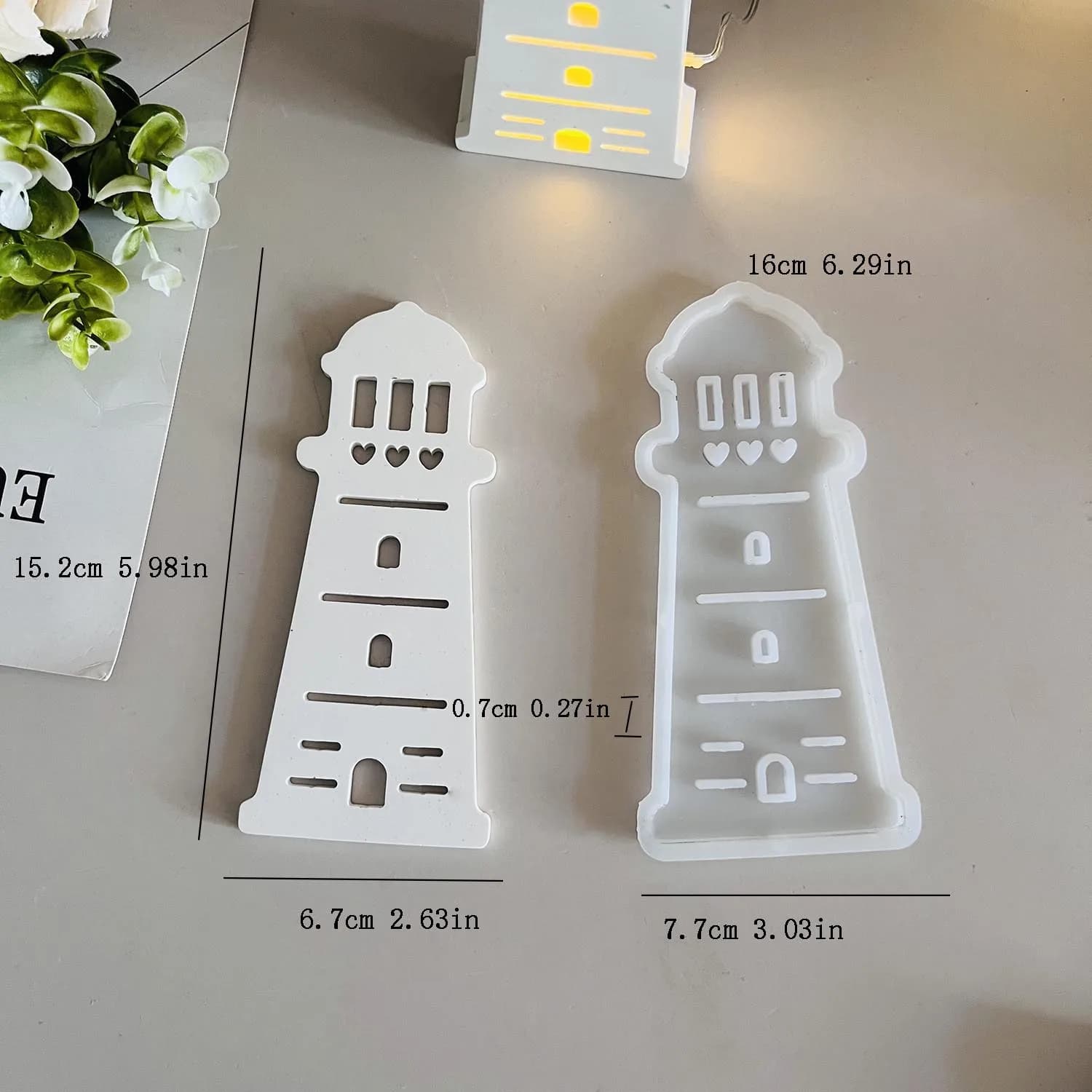 Nouveau moule phare d'été lumière atmosphérique Silicone moule phare bord de mer maison moule goutte