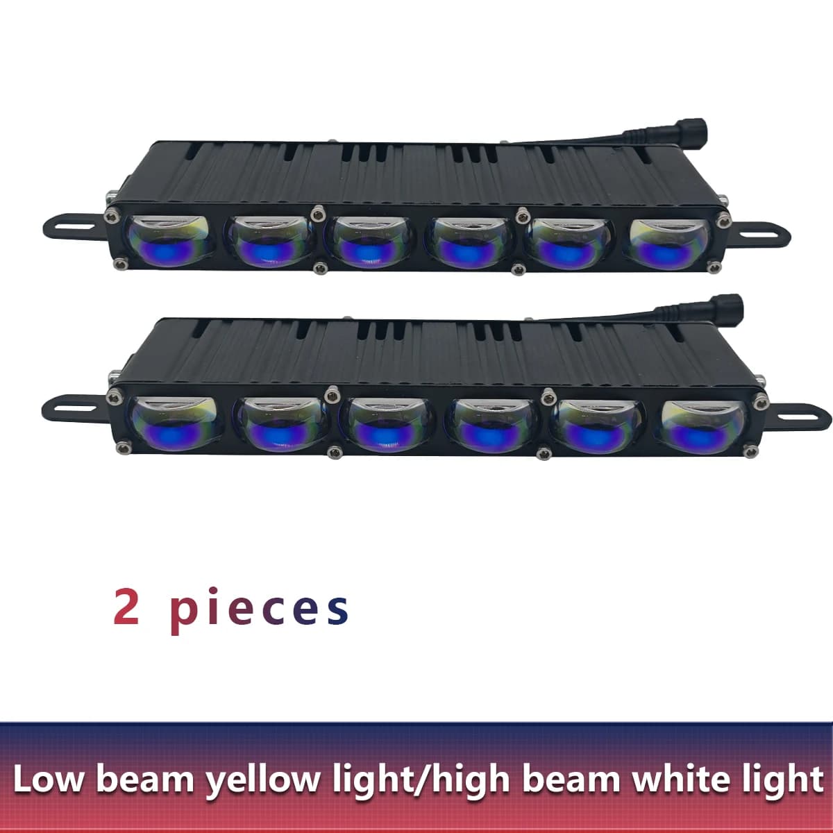 6 projecteurs LED pour calandre, feux antibrouillard, faisceau Hi-Lo, blanc jaune, lampes de garnitu
