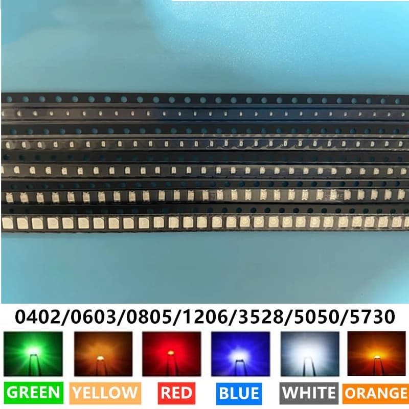 0402 0603 0805 1206 3528 5050 5730 3020 3014 4014 SMD LED rouge jaune vert blanc bleu Orange diode é