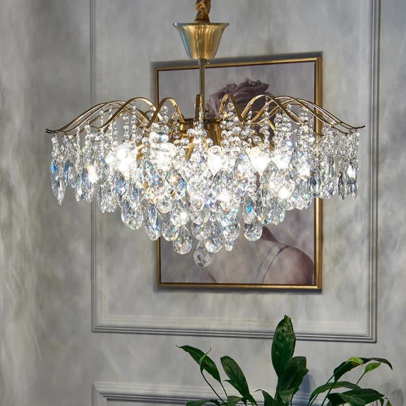 Lampe à suspension de plafond en cristal français de luxe Lustre Led plafonnier salon lumières lustr