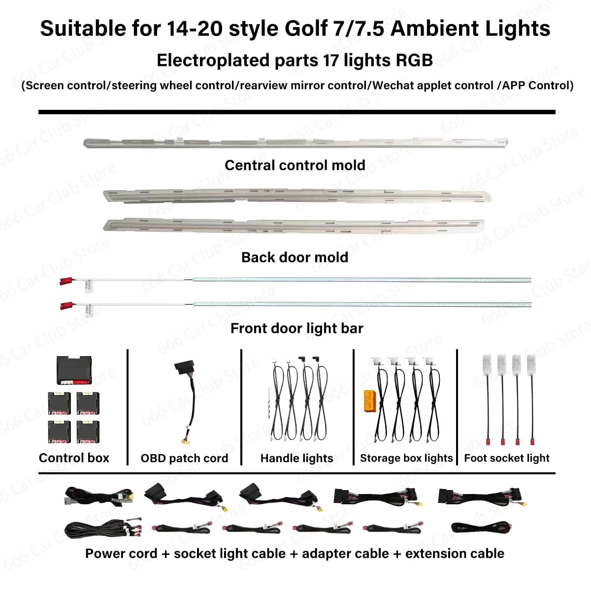 Kit d'éclairage d'ambiance LED 10/30 couleurs pour Volkswagen Golf 7 GOLF 7.5 MK7 2014-2021, lampe d
