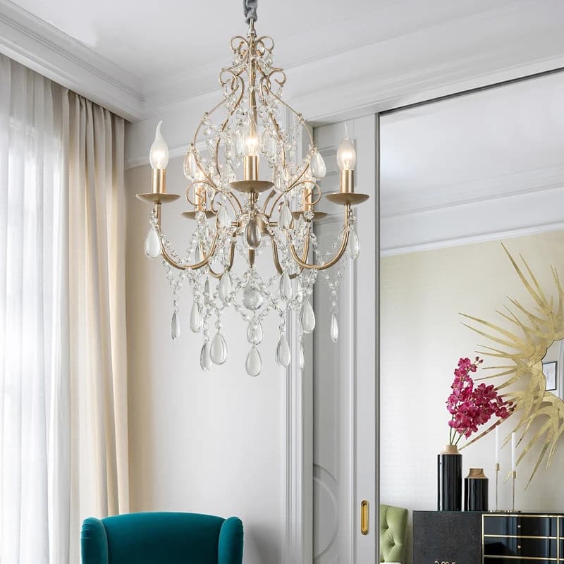 Plafonnier LED suspendu en cristal argenté, design rétro, éclairage d'intérieur, luminaire décoratif