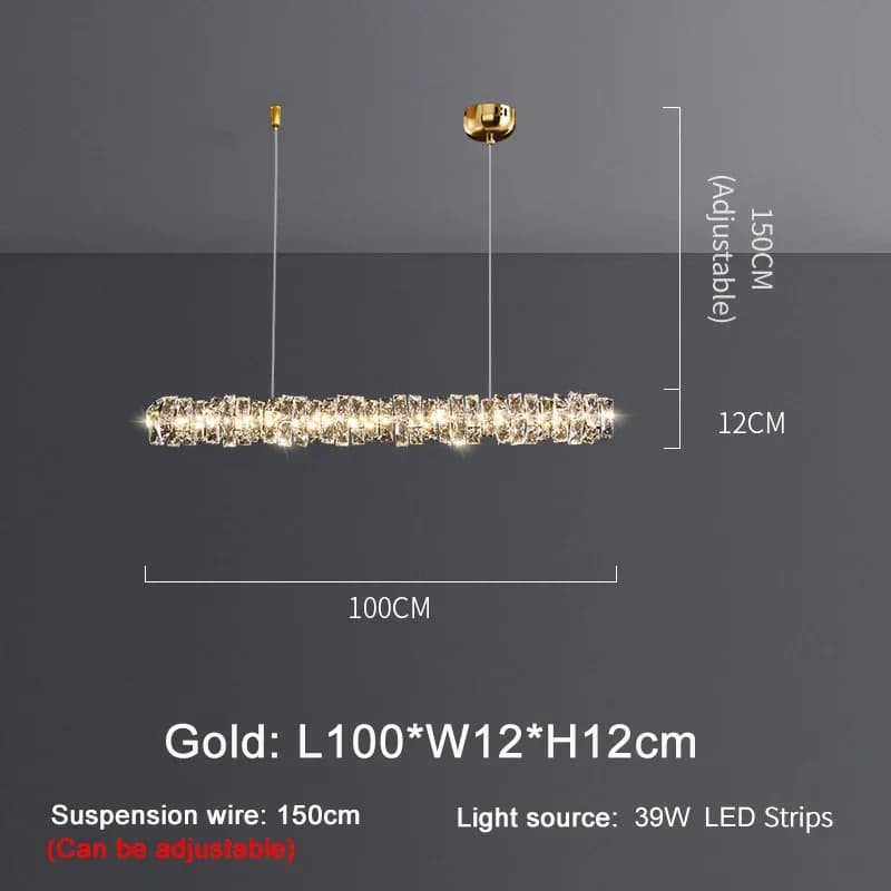 Lustre Led moderne pour salle à manger bâton droit conception décor à la maison lampe suspendue or/C