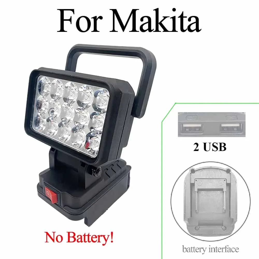 Lanterne Portable pour batterie au Lithium-Ion Makita 18V, 15 perles LED, lampe de travail, lampe de
