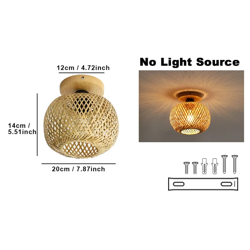 Lampe de plafond vintage en bambou, lustre d'intérieur, luminaire de plafond E27, éclairage domestiq