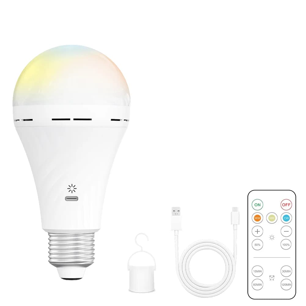 Ampoule LED rechargeable E27, ampoule d'urgence rechargeable par USB avec télécommande pour la maiso