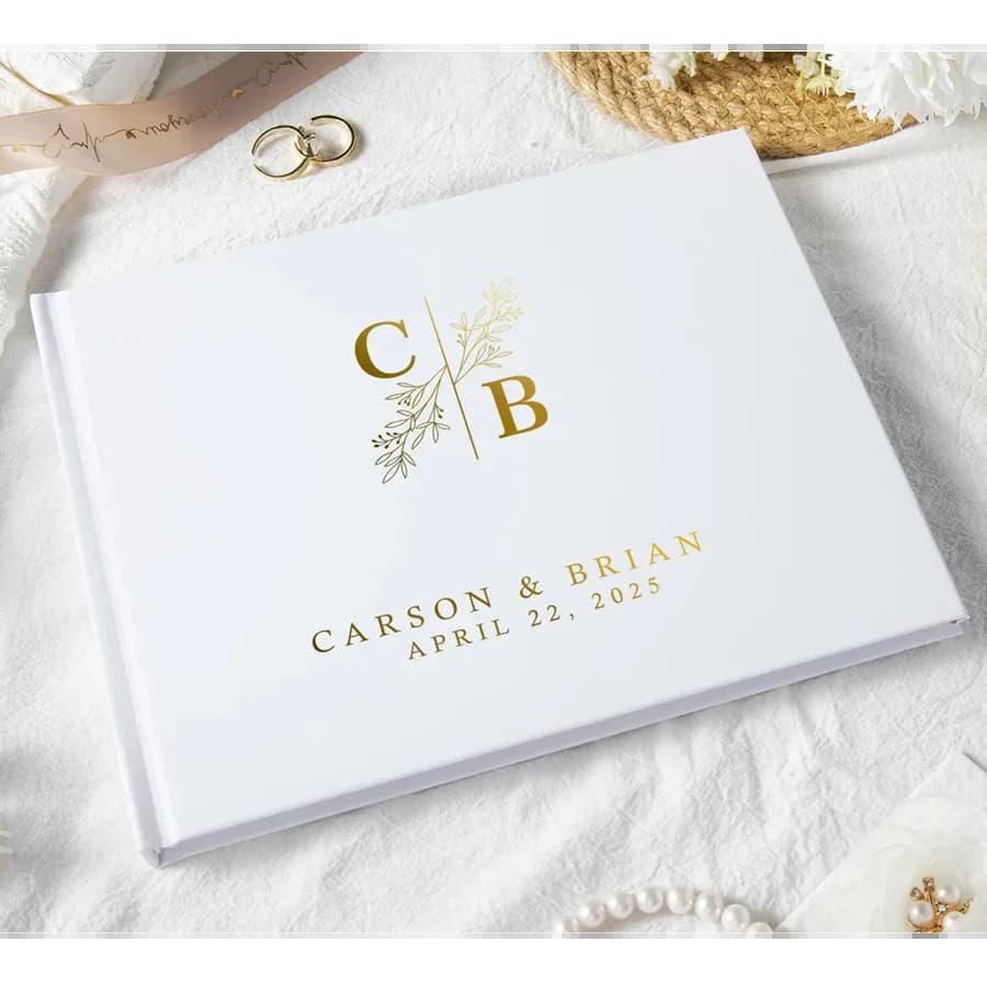 Livre d'or de mariage personnalisé Livre d'or noir et blanc personnalisé pour réception, fiançailles