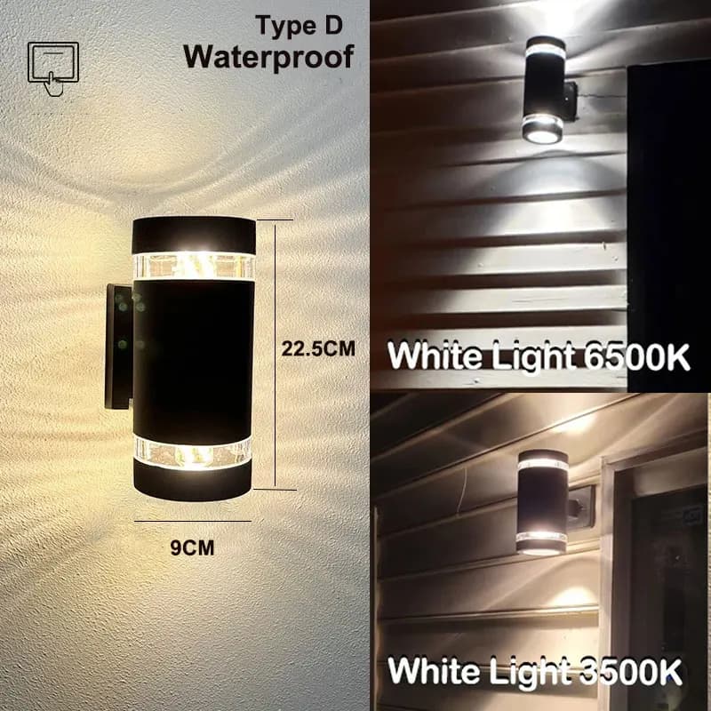 Mur LED étanche lumières ampoule remplaçable E27 applique murale pour maison moderne extérieur intér