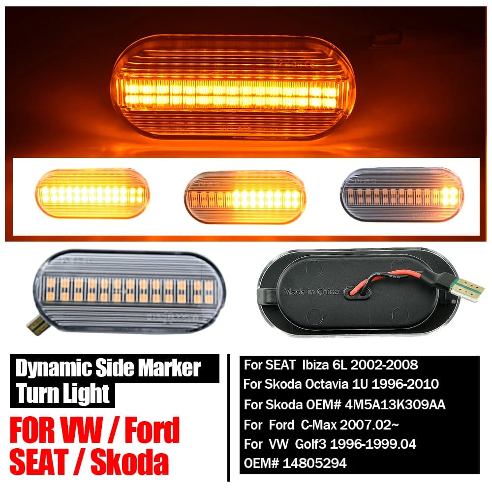 Feu de signalisation latéral dynamique à LED pour SEAT Leon 1P Ibiza Mk3 6L Mk4 6J Toledo Exeo Sedan