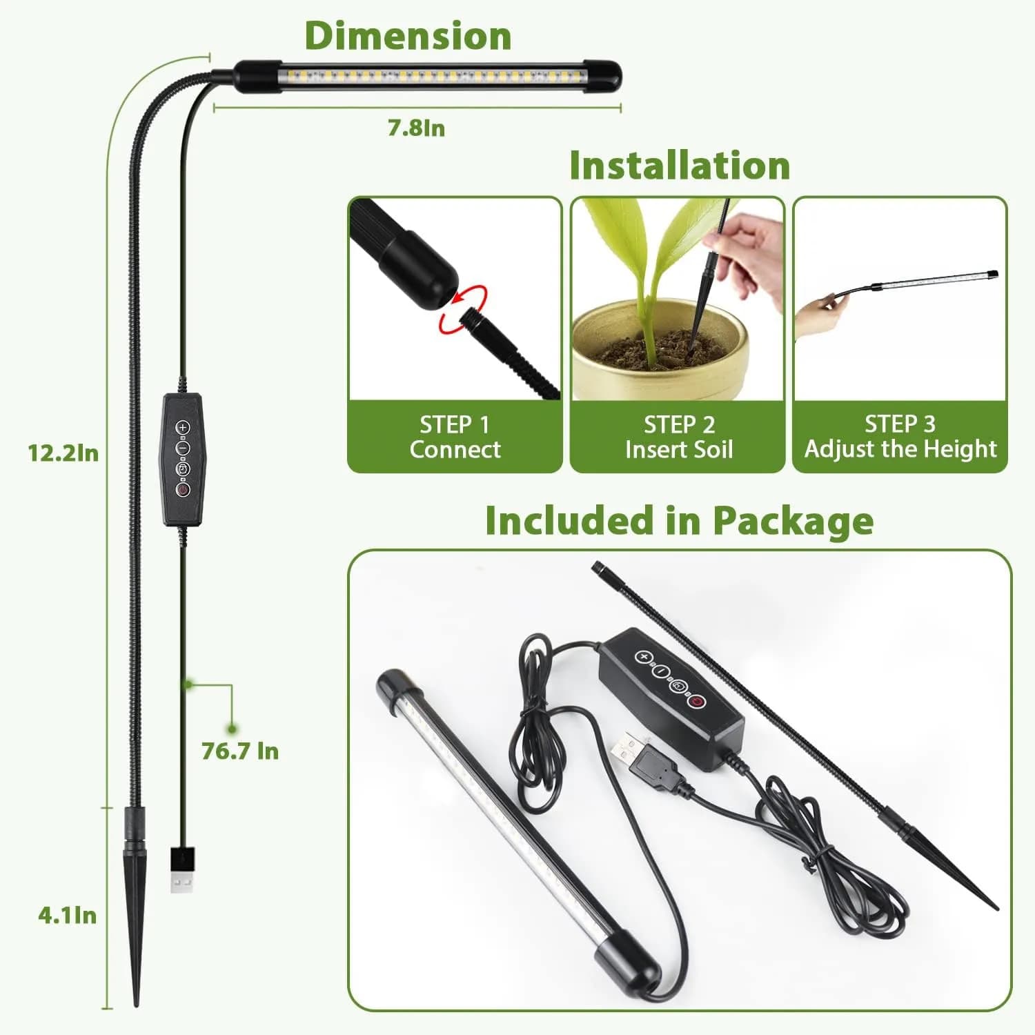 KEBINCPLED USB 5V élèvent la lampe spectre complet plante lumières avec contrôle Fitolamp lumières m