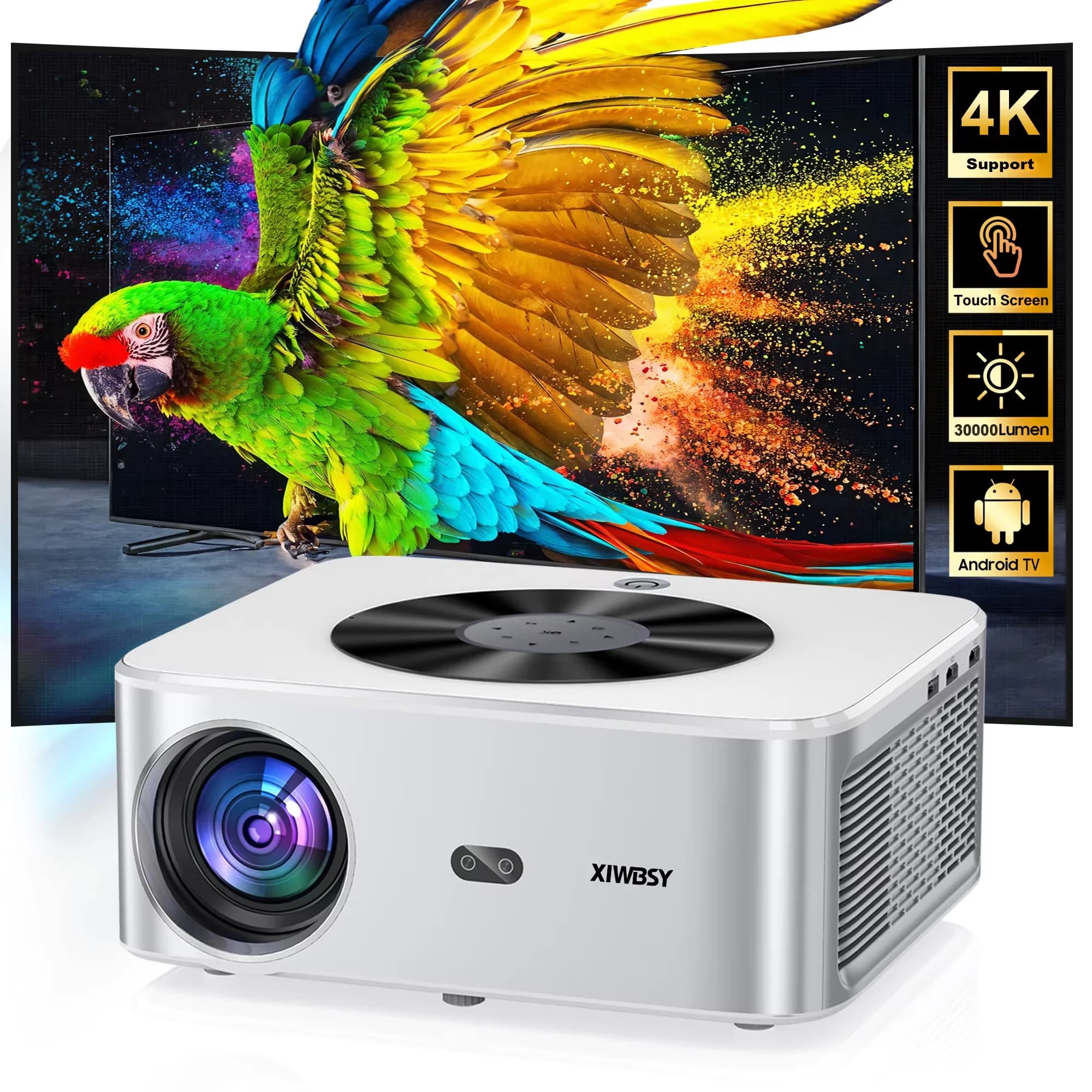 Projecteur extérieur XIWBSY 1000ANSI 8K avec autofocus, projecteur Android 8K, projecteur vidéo pour