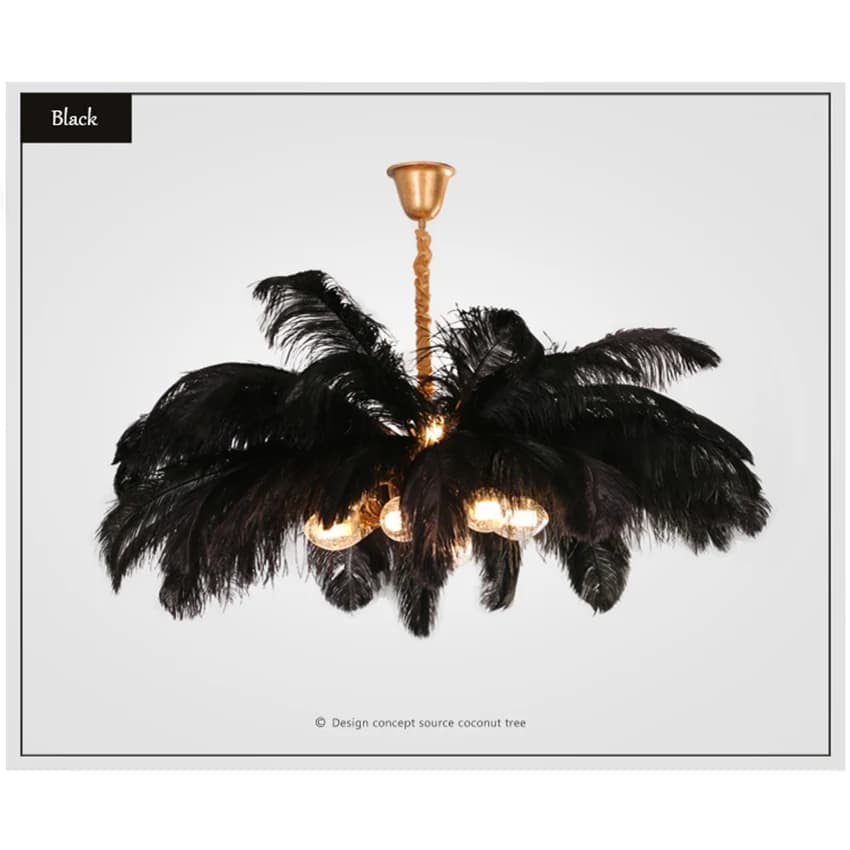 SANDYHA-Plafonnier LED en plumes d'autruche de luxe nordique, noir, blanc, rose, marron, salon, cham