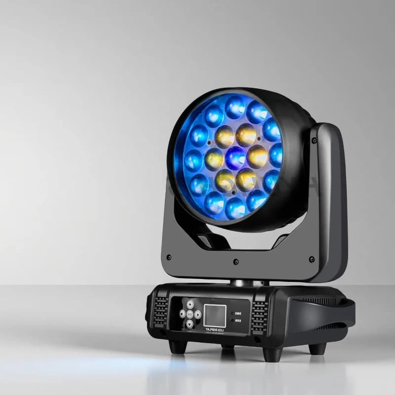 Projecteur de lumière à tête mobile à faisceau LED 19x15W, lumières de mise au point RGBW, Zoom, eff