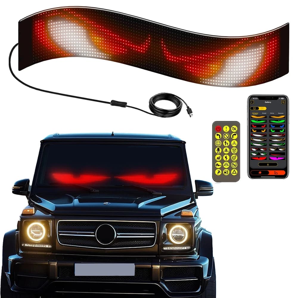 Camion voiture diable oeil LED signe voiture défilement publicité USB 5V Bluetooth App contrôle Logo