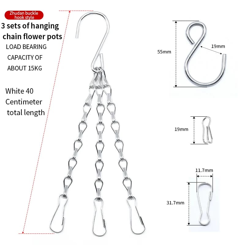 Chaîne de suspension pour paniers suspendus, 40 cm, pour pots de fleurs, utilisable pour suspendre d