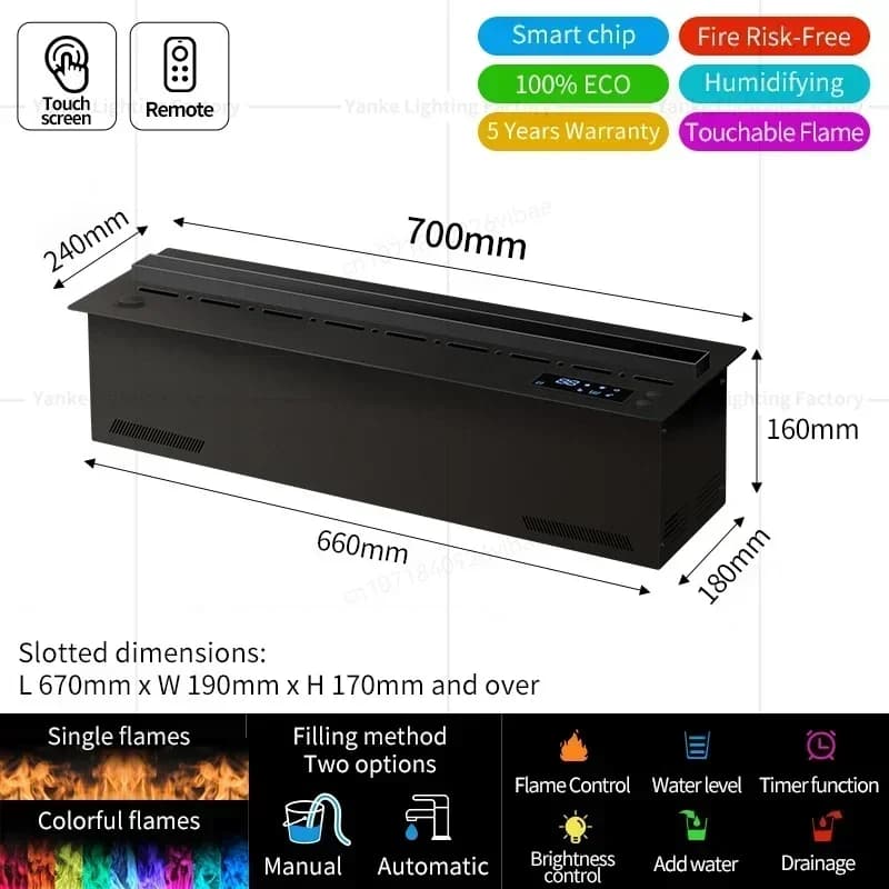 Cheminée à vapeur 3D moderne, humidificateur décoratif silencieux, flamme électrique LED, cheminée à
