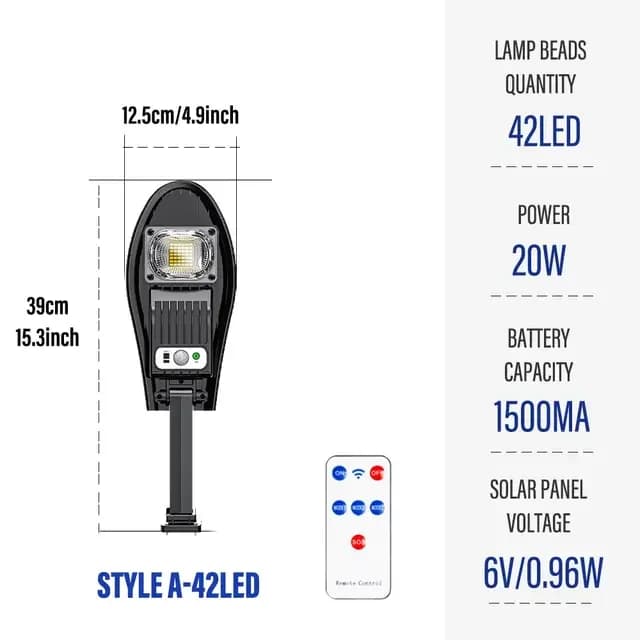 Lampes solaires LED, lampadaire d'extérieur avec capteur de mouvement et télécommande, applique mura