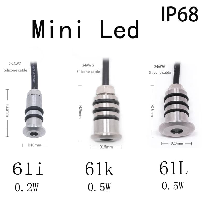 Mini LED 12V 0.5W pont lumière encastré extérieur LED Spot étanche IP68 étape lumière jardin chemin