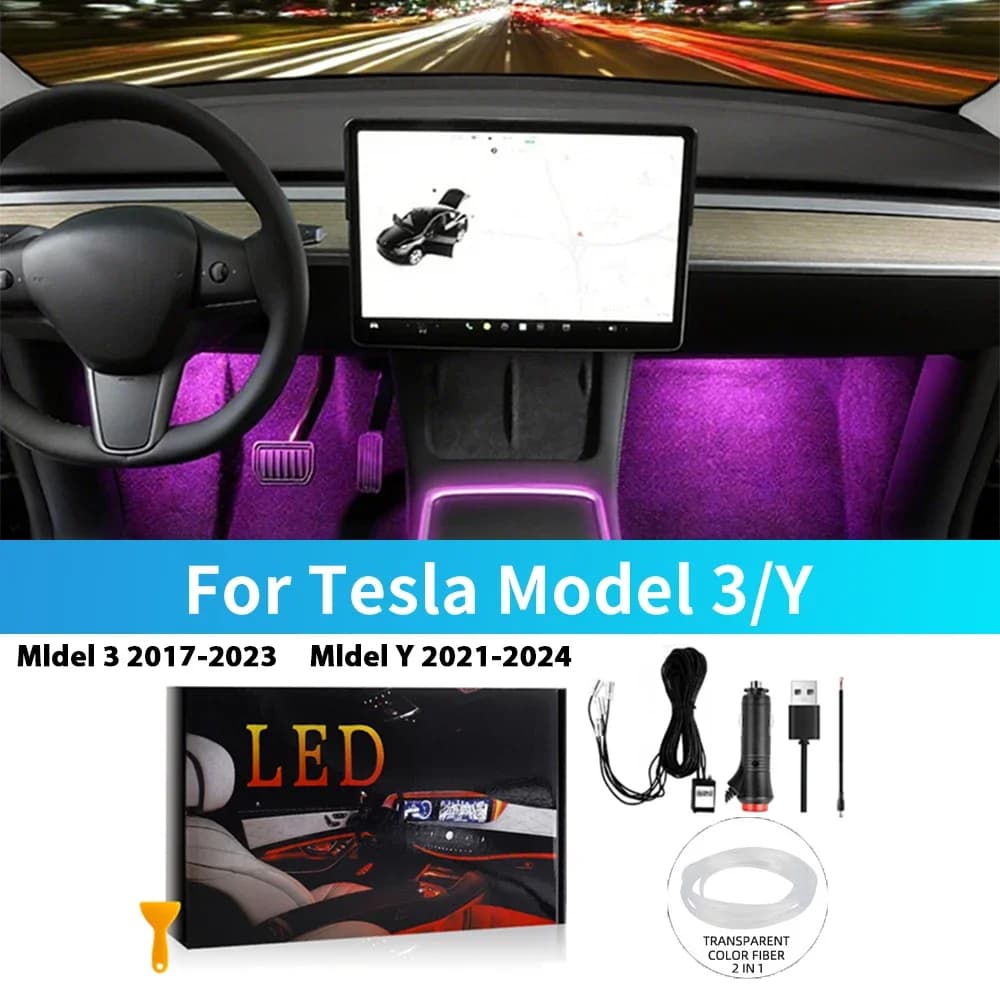 Bande LED pour l'espace des pieds du tableau de bord, accessoires intérieurs pour Tesla Model 3 Y 20