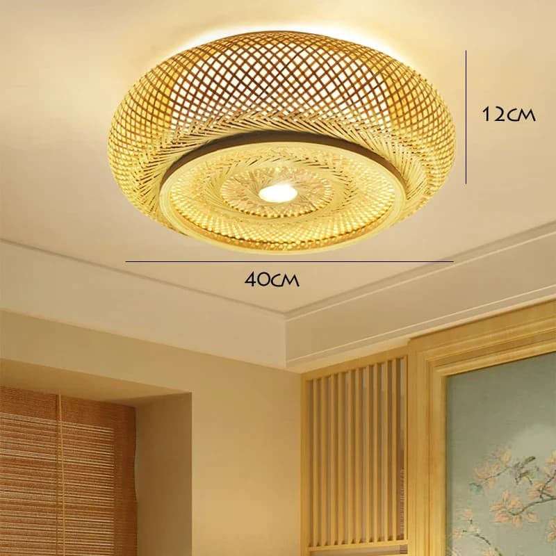Plafonnier Suspendu en Rotin et Bambou de 40, 50 et 60cm de Diamètre, Luminaire Décoratif d'NikIdéal