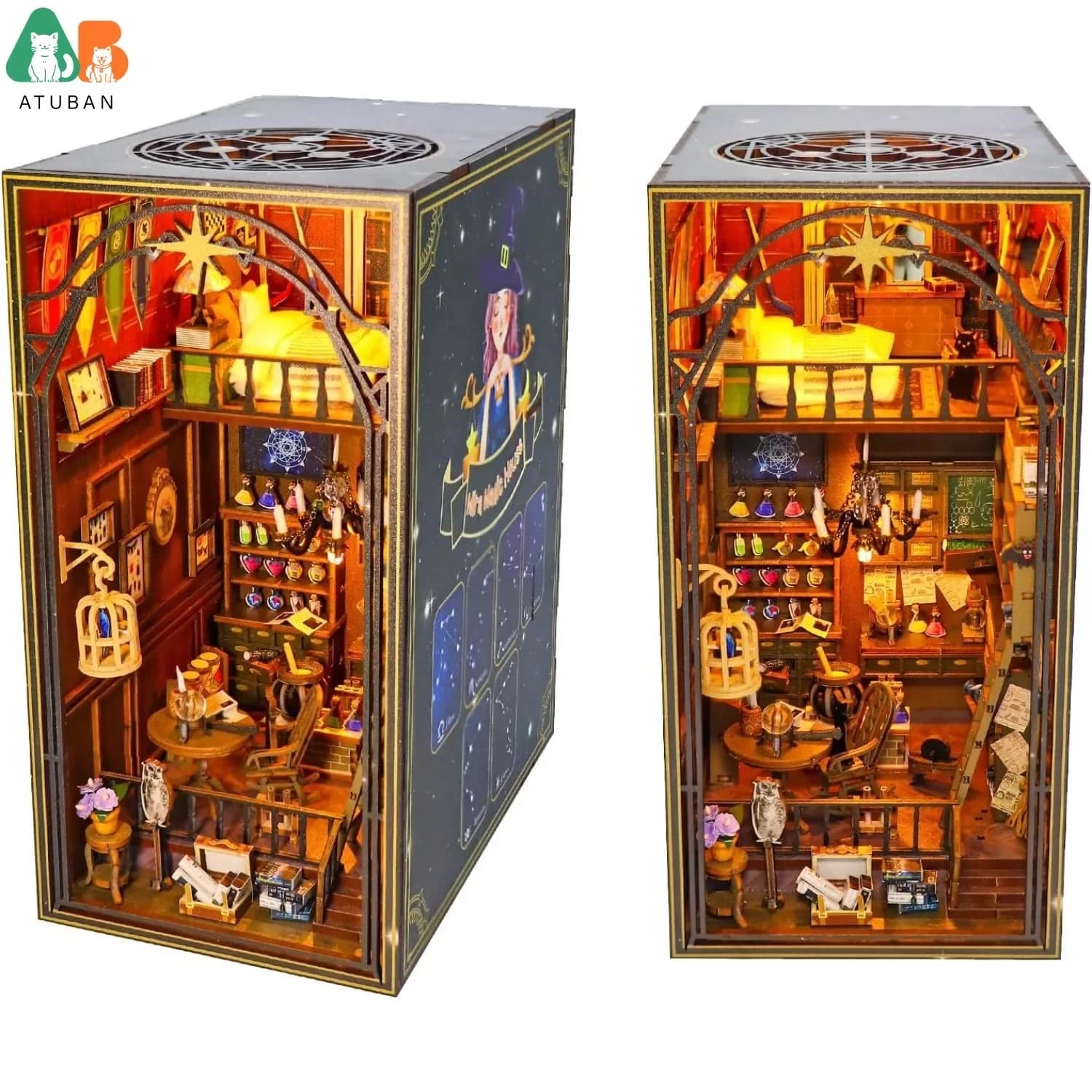 Kit de coin livre, Kit de livre de maison de poupée Miniature à monter soi-même, Puzzle en bois 3D s