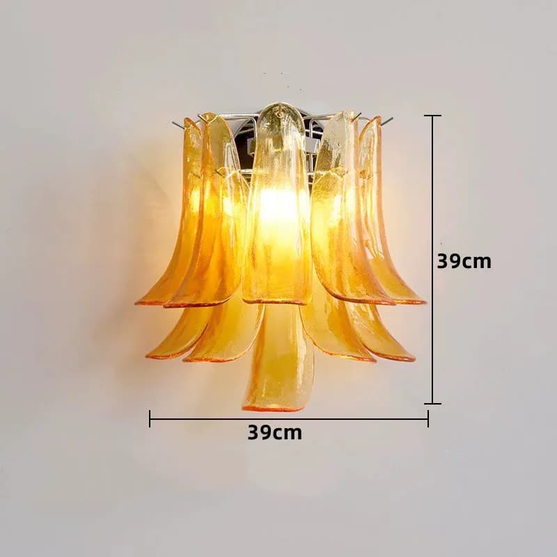Applique murale colorée en forme de pétale de verre de Murano, luminaire de Style français pour salo