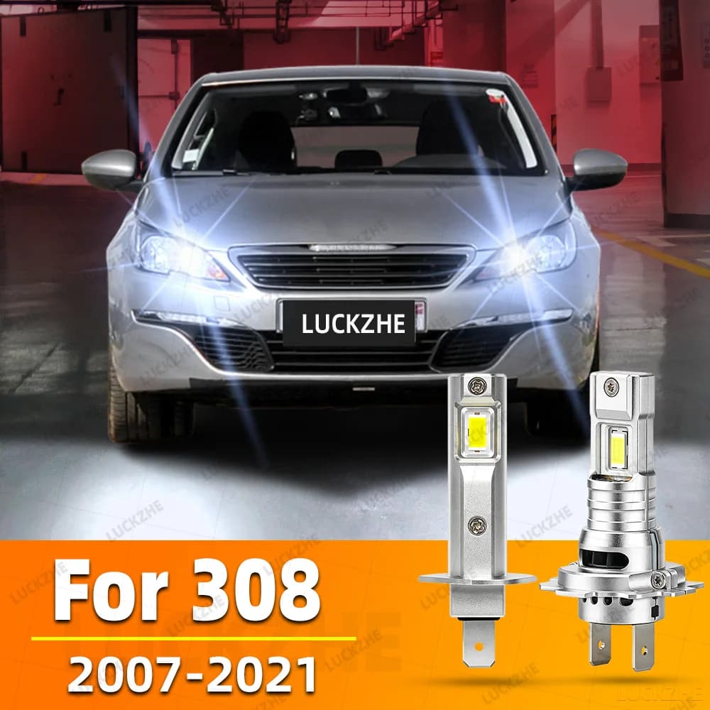 2 ampoules de phare LED pour Peugeot 308 2007-2021 2014 2015 2016 2017 2018 2019, faisceau haut et b