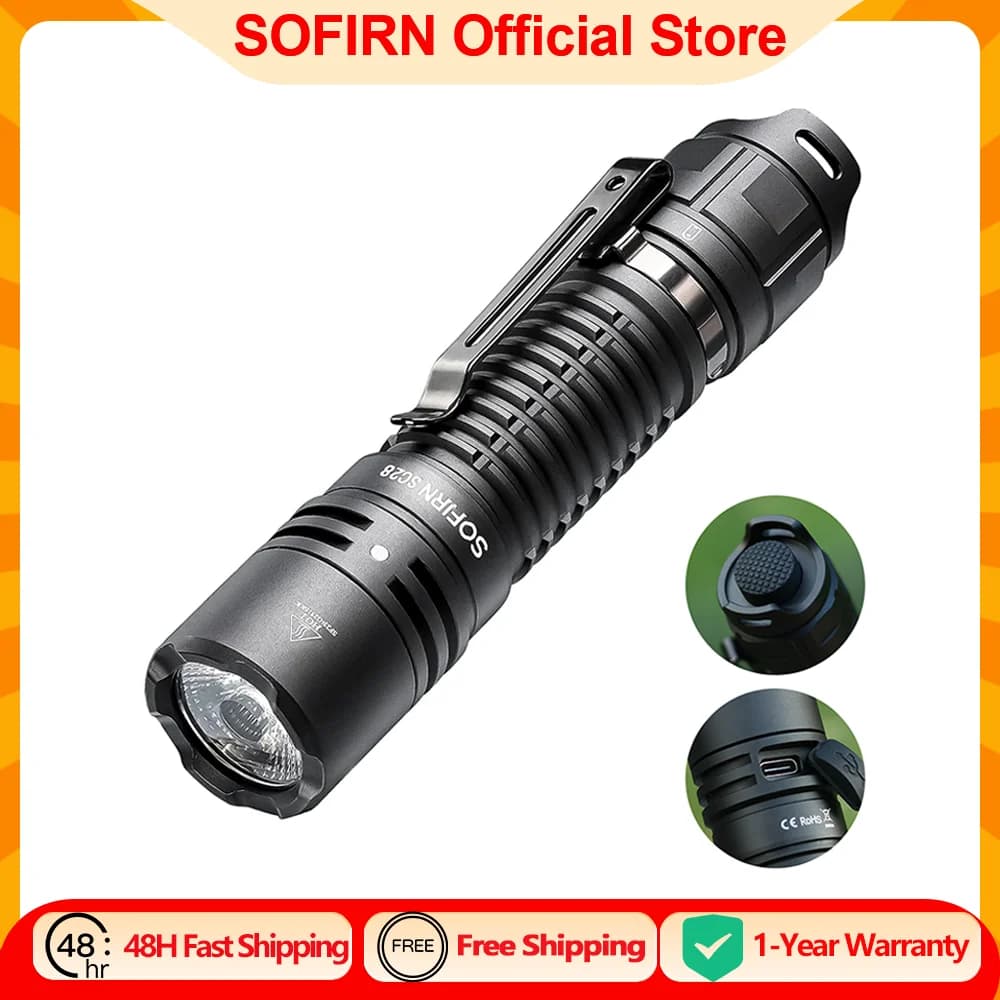 Sofirn-Lampe de Poche SC28, Lumière Injuste, DulXGardens, 50B HD, Rechargeable, 2800 Lumens, Lantern