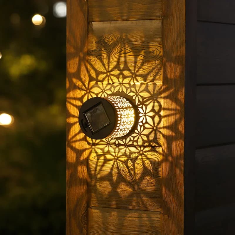 Lampe murale solaire Mandala Pivoine, étanche IP65 pour extérieur, décorative pour clôture de jardin