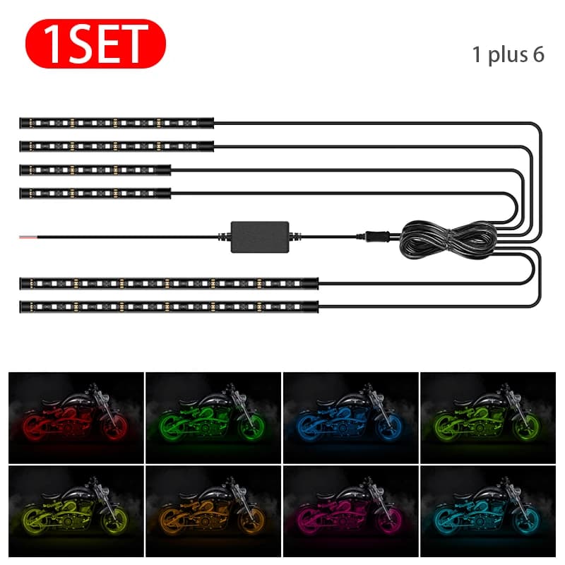 Bande lumineuse LED d'ambiance décorative pour Moto, étanche, Flexible, application RGB, contrôle du