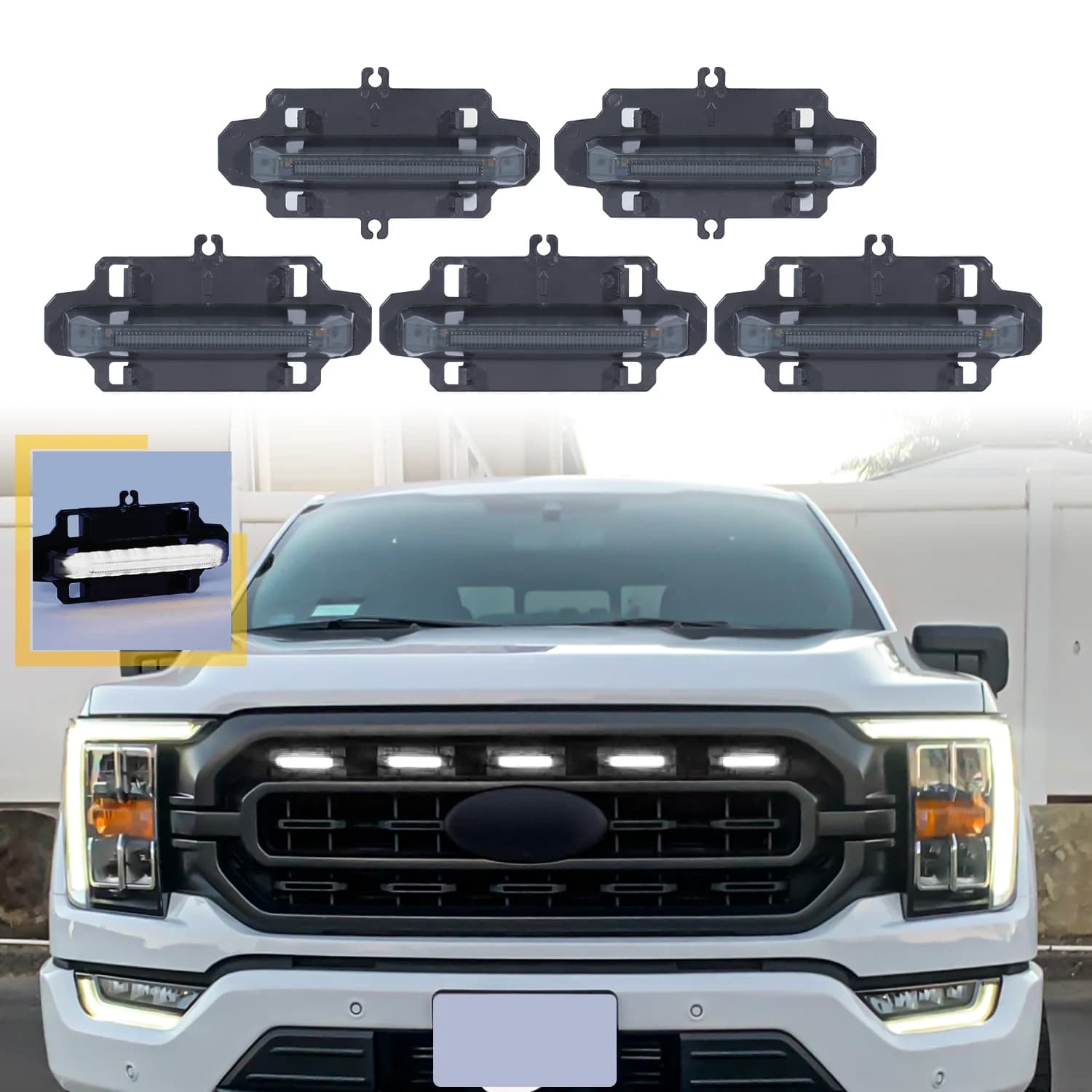 Grilles avant led lumières pour Ford F150 F-150 XL XLT 2021 2022 2023 led barre calandre led lumière