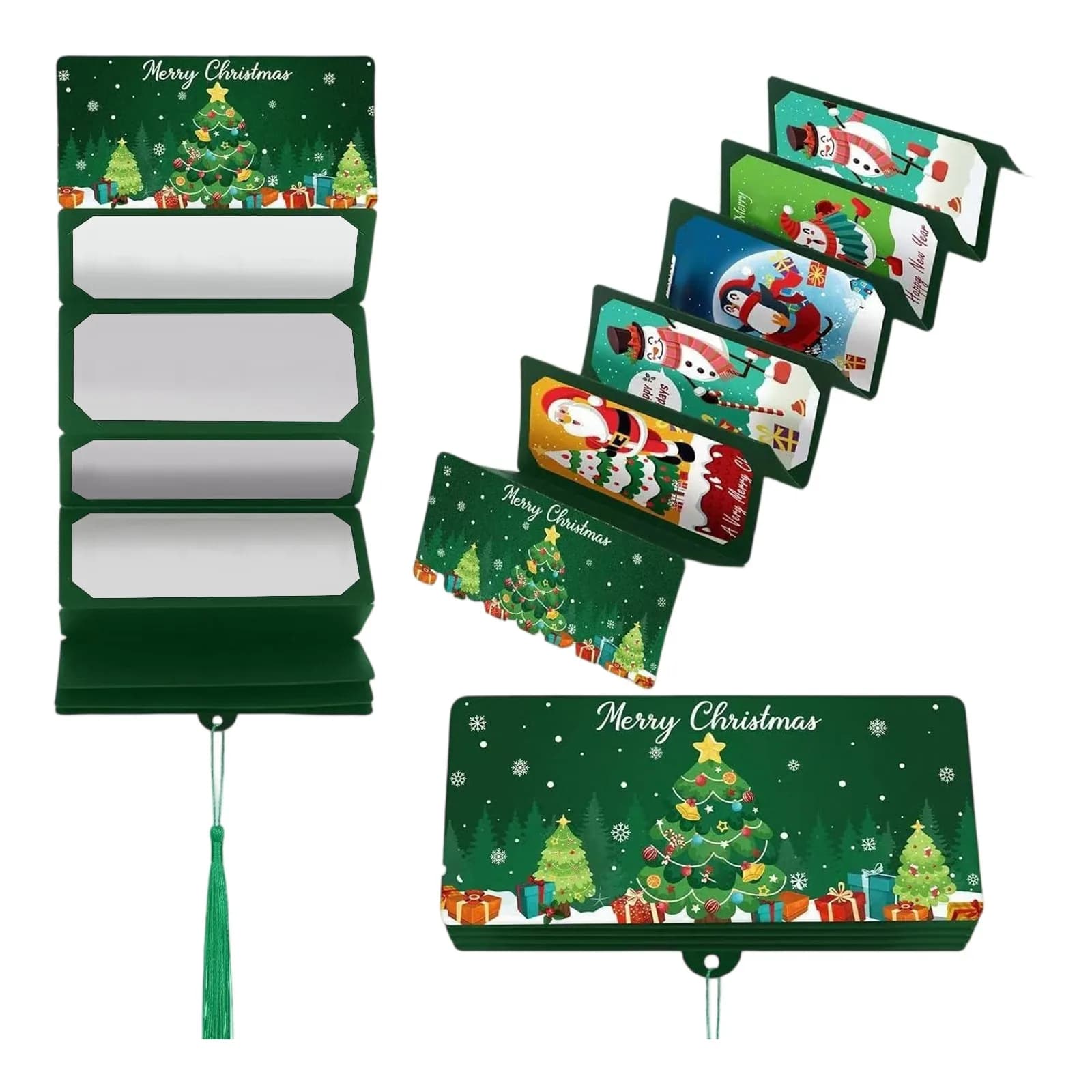 Carte d'argent de noël du père noël, enveloppe rouge, boîte d'argent de fête Surprise de noël, carte
