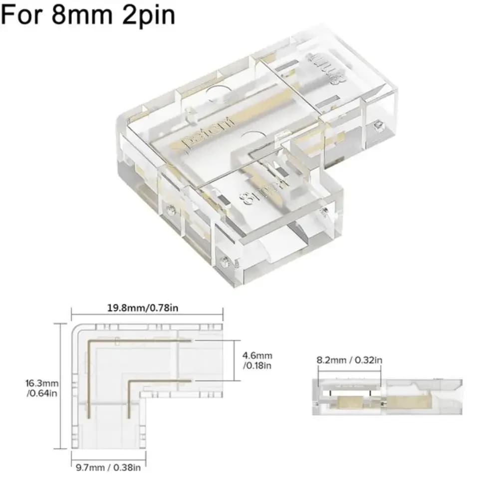 Connecteurs LED COB en forme de L pour bandes lumineuses, borne de connecteur d'angle, pratique, 2 b