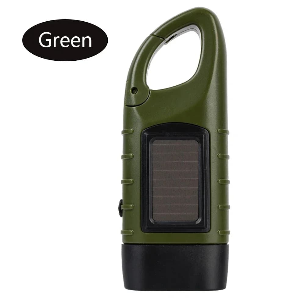 Lampe de poche LED à manivelle, équipement de survie à énergie solaire, torche auto-alimentée, lampe