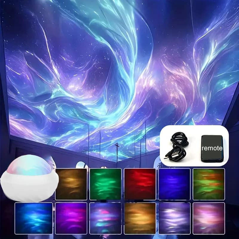 Lampe projecteur LED USB Galaxy 360° ° Lampes d'ambiance rotatives automatiques à télécommande, ef