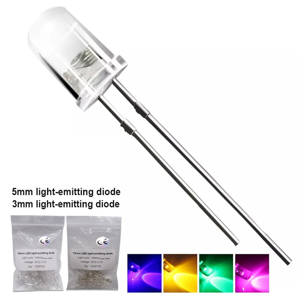 Diodes LED scintillantes jaunes 3mm 5mm, bougie, lumières scintillantes, lentille ronde transparente