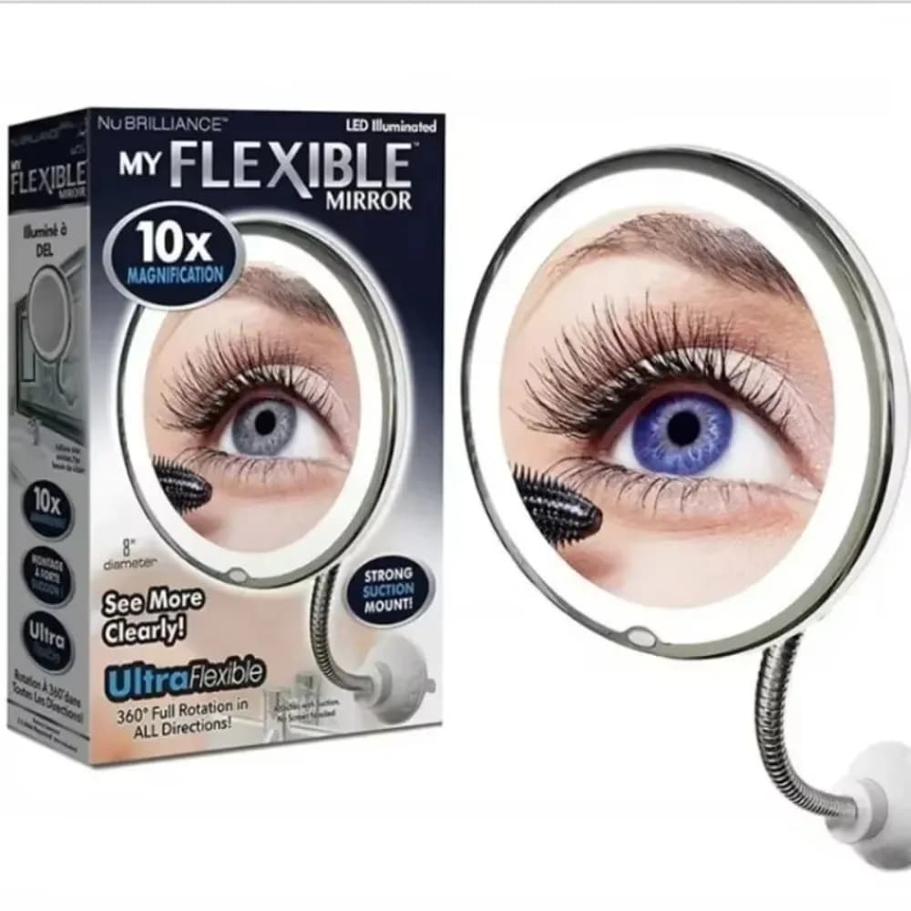 Miroir de maquillage rotatif à 360 degrés, grossissant 10x, miroirs de vanité muraux, lumière LED, c
