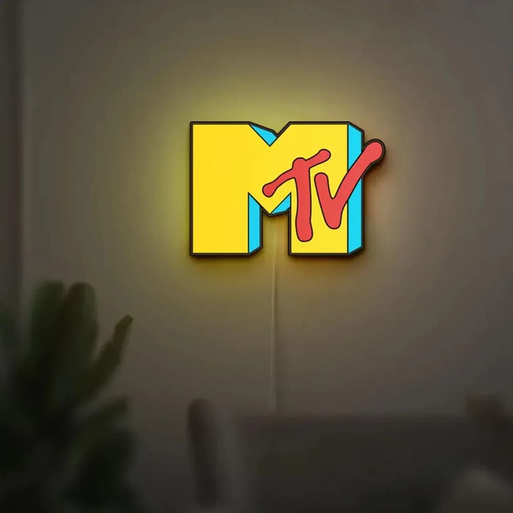 Enseigne lumineuse LED télévisuelle avec logo MTV pour salle de musique, bar à bière, studio d'enreg