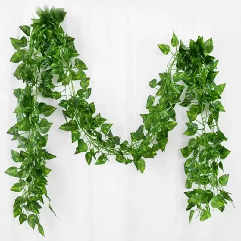 Guirlande de vigne artificielle suspendue de feuilles de lierre vert de 2.1M, plante murale en soie,