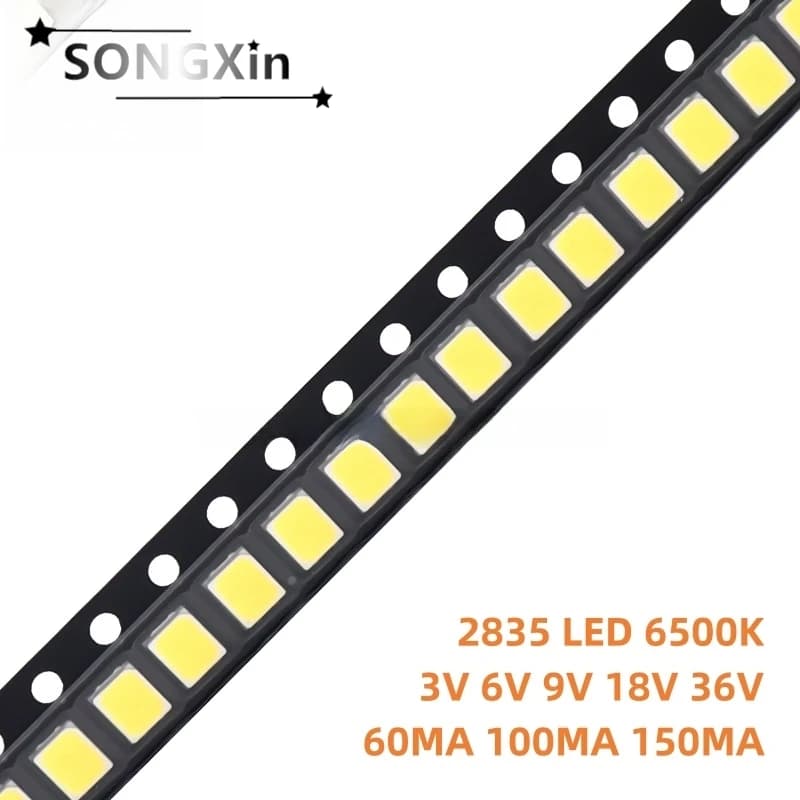 100 pièces haute luminosité SMD LED 2835 1W 0.5W 0.2W blanc 3V 6V 9V 18V 36V 150MA/100MA/30MA/60MA/8