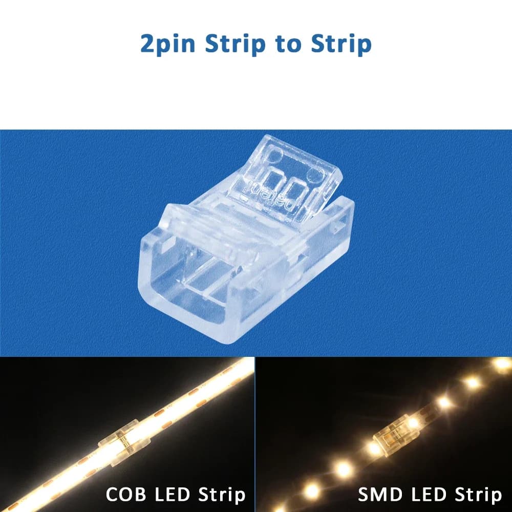 Connecteur de bande LED 2 broches 8mm 10mm, 5 pièces, connecteur d'angle rapide sans soudure pour ba