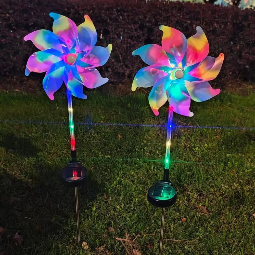Moulin à vent coloré à énergie solaire, lumière LED, lampe d'extérieur étanche, éclairage décoratif